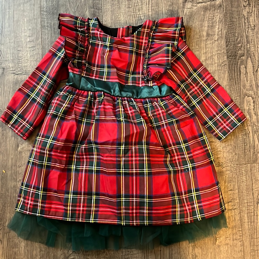 Red Plaid Christmas Dress 3T